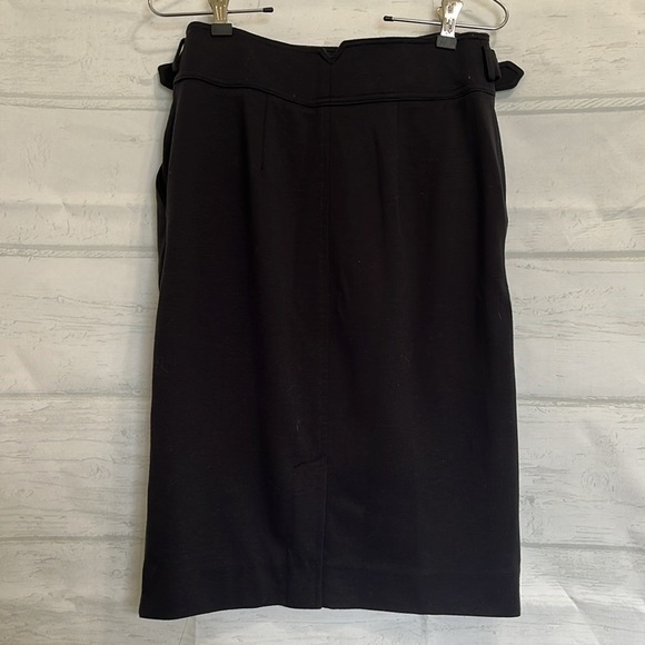 Anthropologie Maeve Double Belt Black Pencil Skirt with pockets Size 6 - Picture 5 of 12